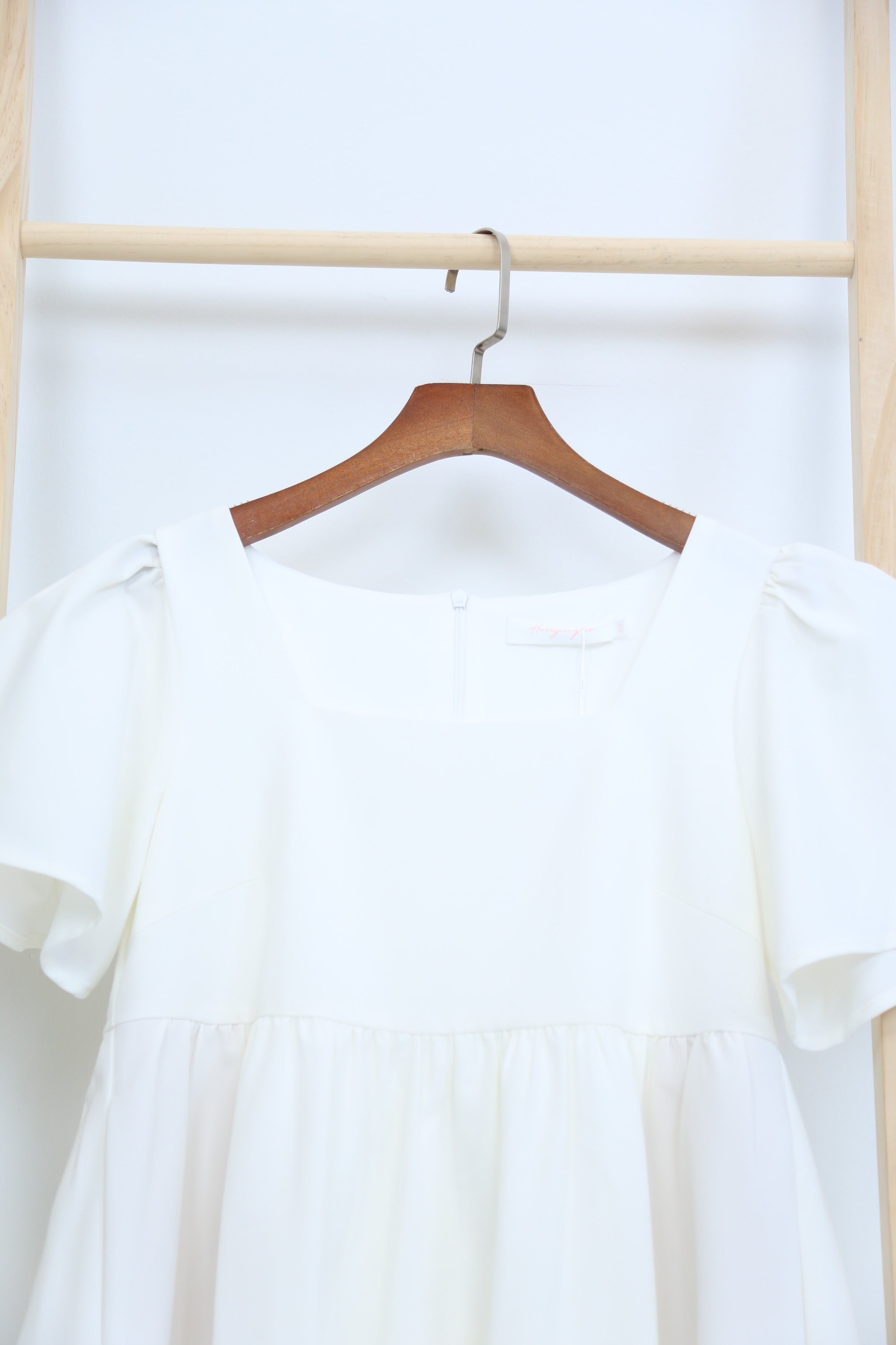 Coleen Flutter Sleeves Babydoll Dress White