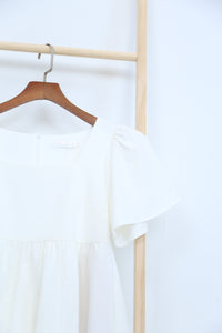 Coleen Flutter Sleeves Babydoll Dress White