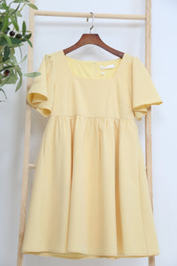 Coleen Flutter Sleeves Babydoll Dress Lemon