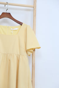 Coleen Flutter Sleeves Babydoll Dress Lemon