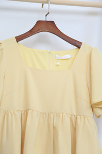 Coleen Flutter Sleeves Babydoll Dress Lemon
