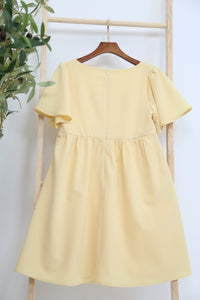 Coleen Flutter Sleeves Babydoll Dress Lemon