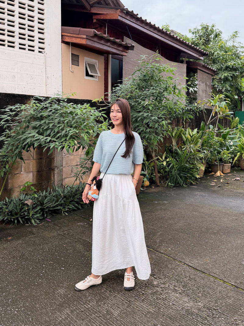 Maison Textured Knit Blouse Powder Blue (Backorder)