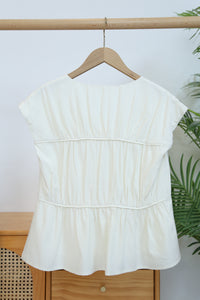 Aspen Silky Pleat Blouse Eggshell