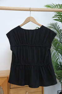 Aspen Silky Pleat Blouse Black