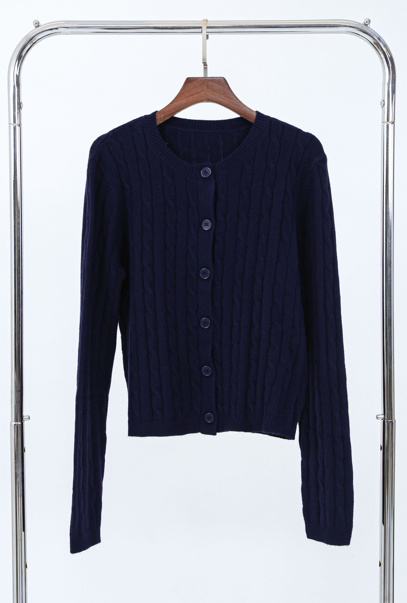 Kaela Cable Knit Cardigan Navy (Restock)
