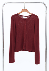 Kaela Cable Knit Cardigan Wine