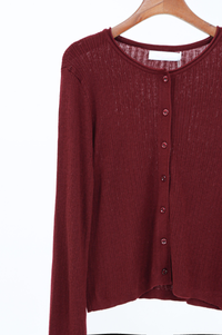 Kaela Cable Knit Cardigan Wine