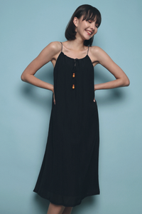 Injeo Textured Midi Dress Black