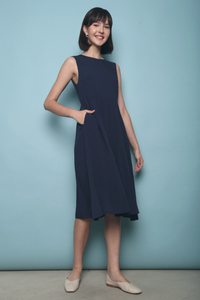 Ino Swiss Dot Midi Dress Navy