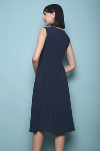 Ino Swiss Dot Midi Dress Navy