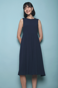 Ino Swiss Dot Midi Dress Navy