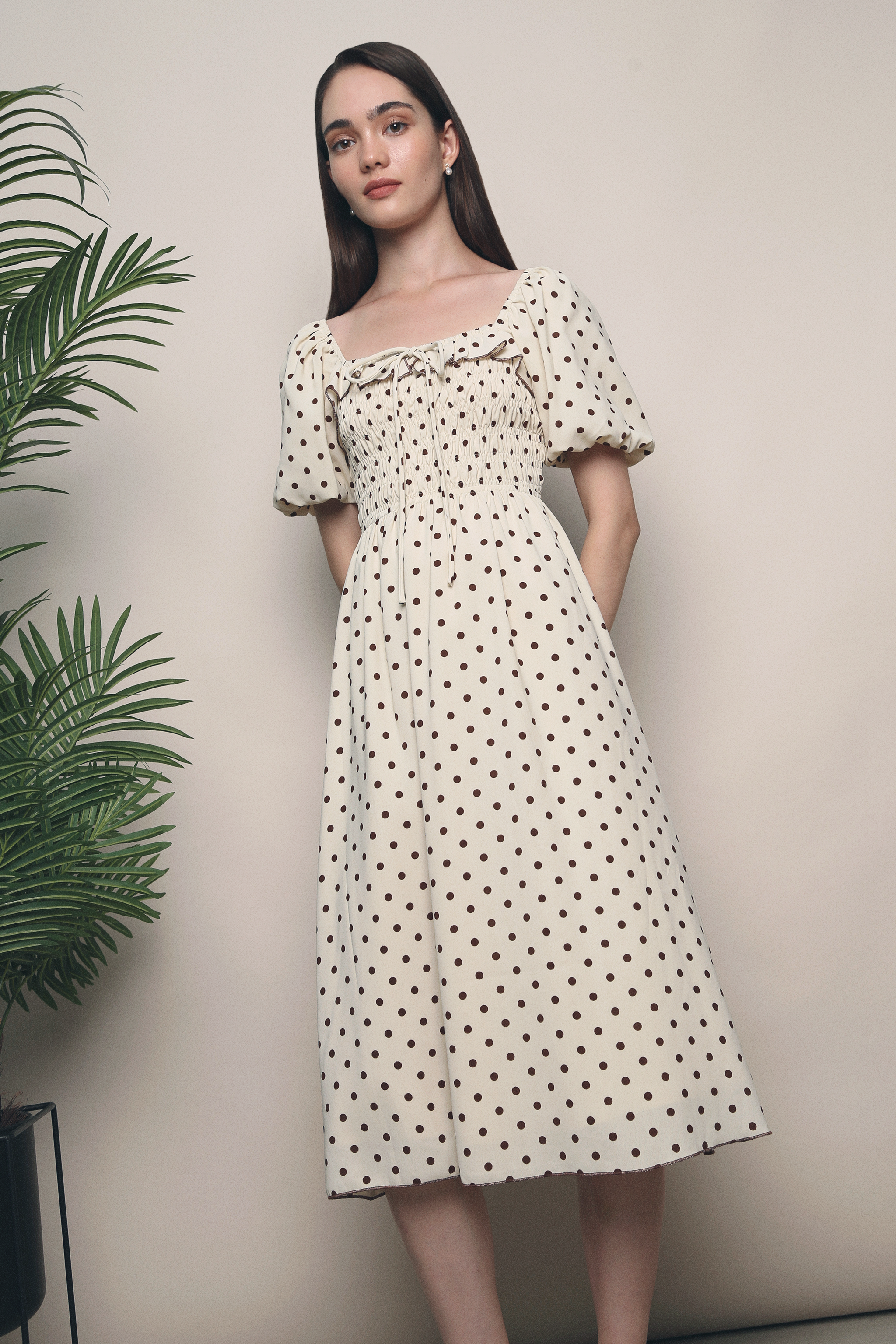 Anderson Polka Midi Dress Malt