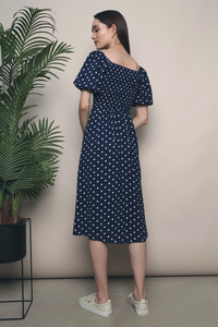 Anderson Polka Midi Dress Navy