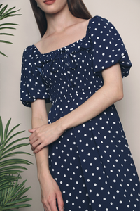 Anderson Polka Midi Dress Navy