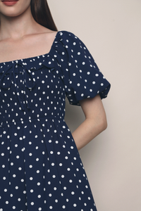 Anderson Polka Midi Dress Navy