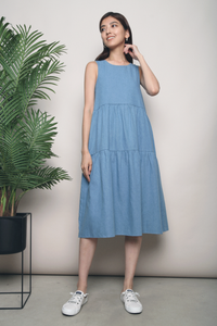 Xana Tier Denim Dress Light Denim