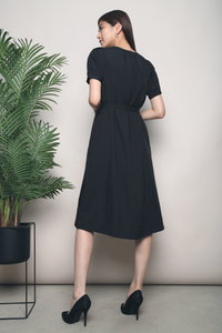 Alaia Pleat Textured Midi Dress Black