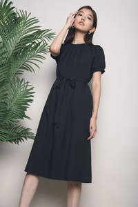 Alaia Pleat Textured Midi Dress Black