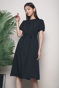 Alaia Pleat Textured Midi Dress Black