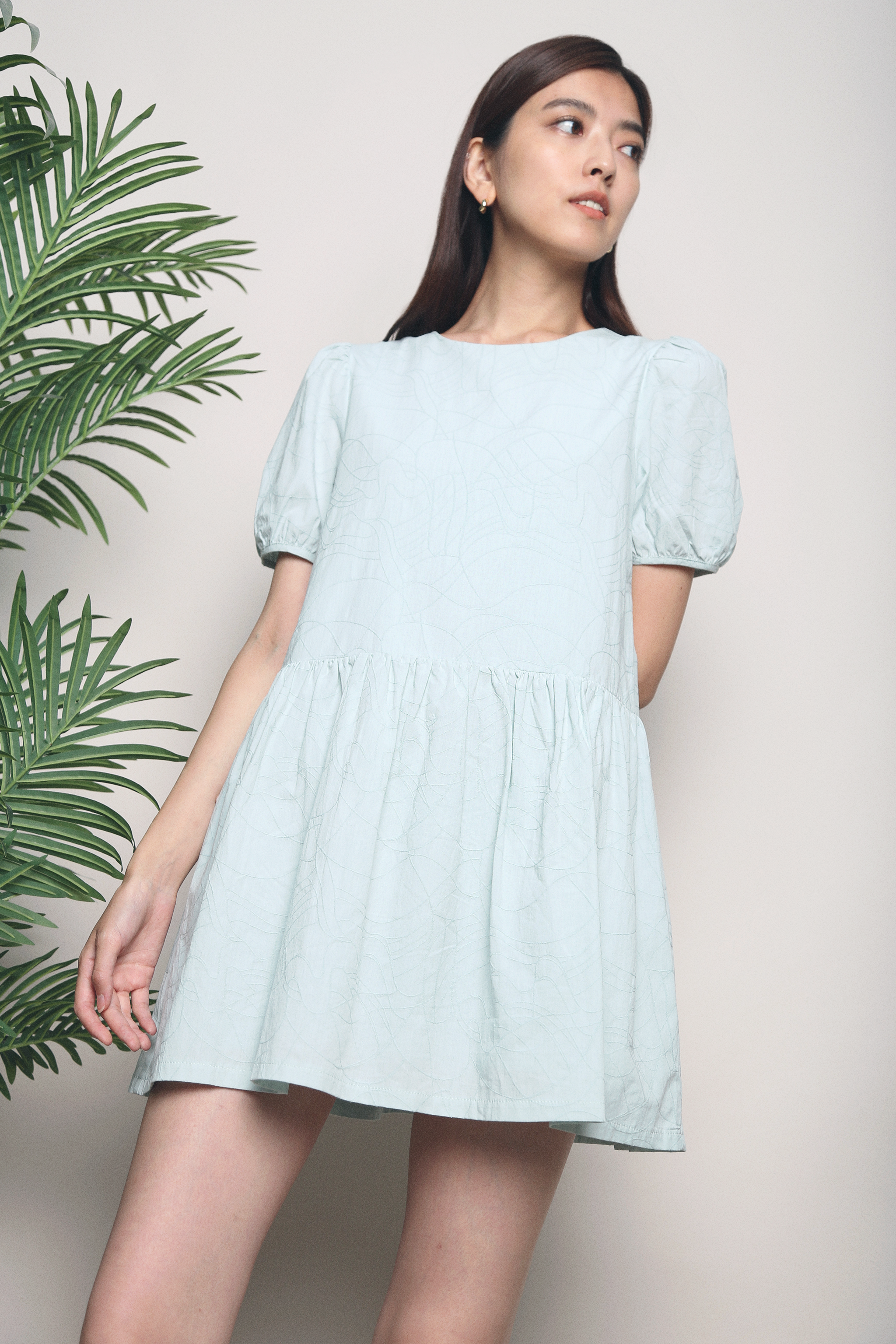 Stella Embossed Dropwaist Dress Mint