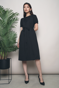 Alaia Pleat Textured Midi Dress Black