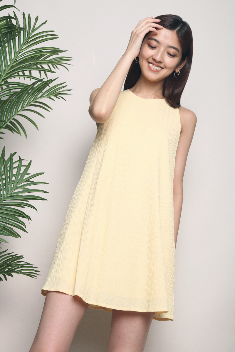 Novine Textured Shift Dress Yellow