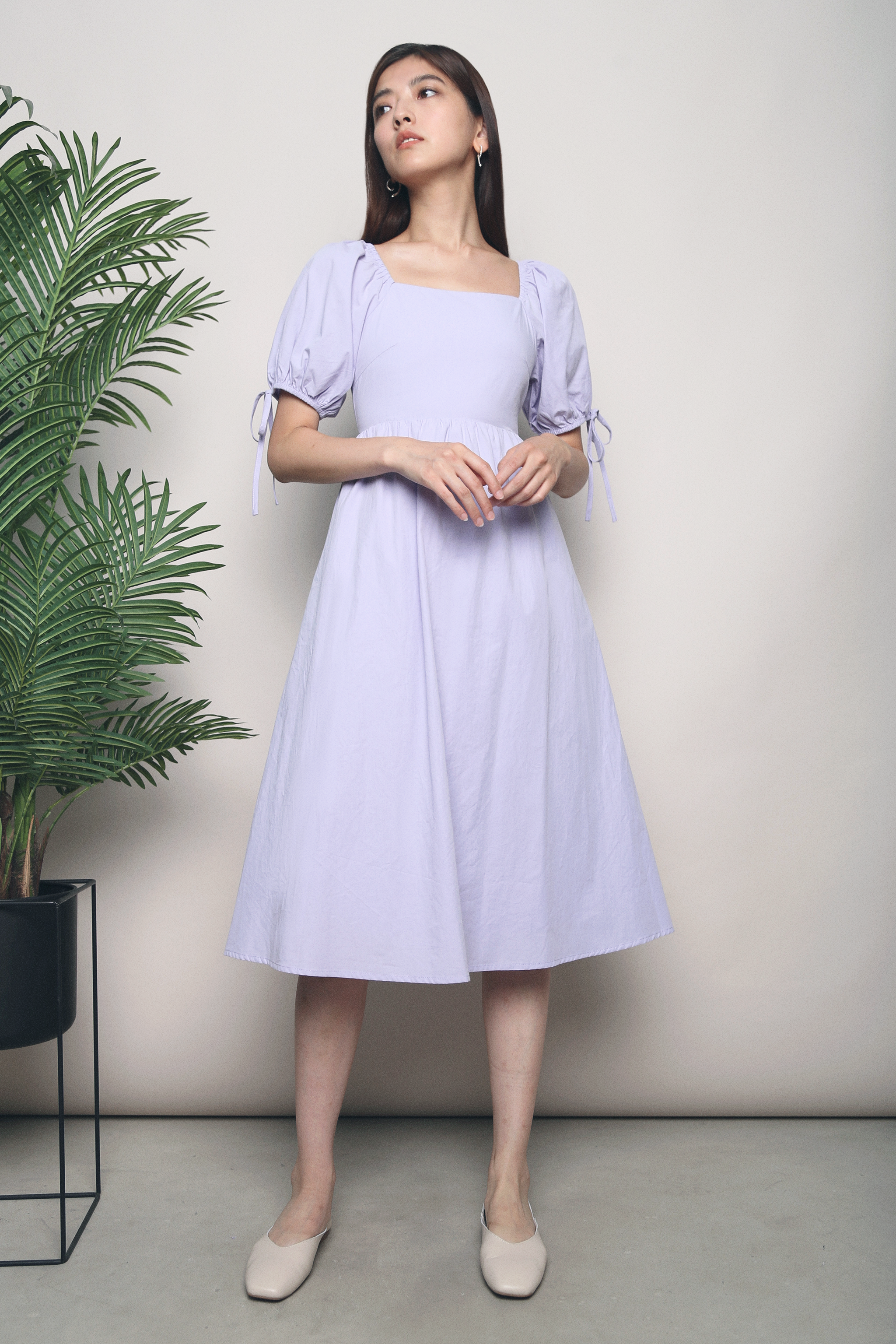 Liza Square Neck Midi Dress Periwinkle