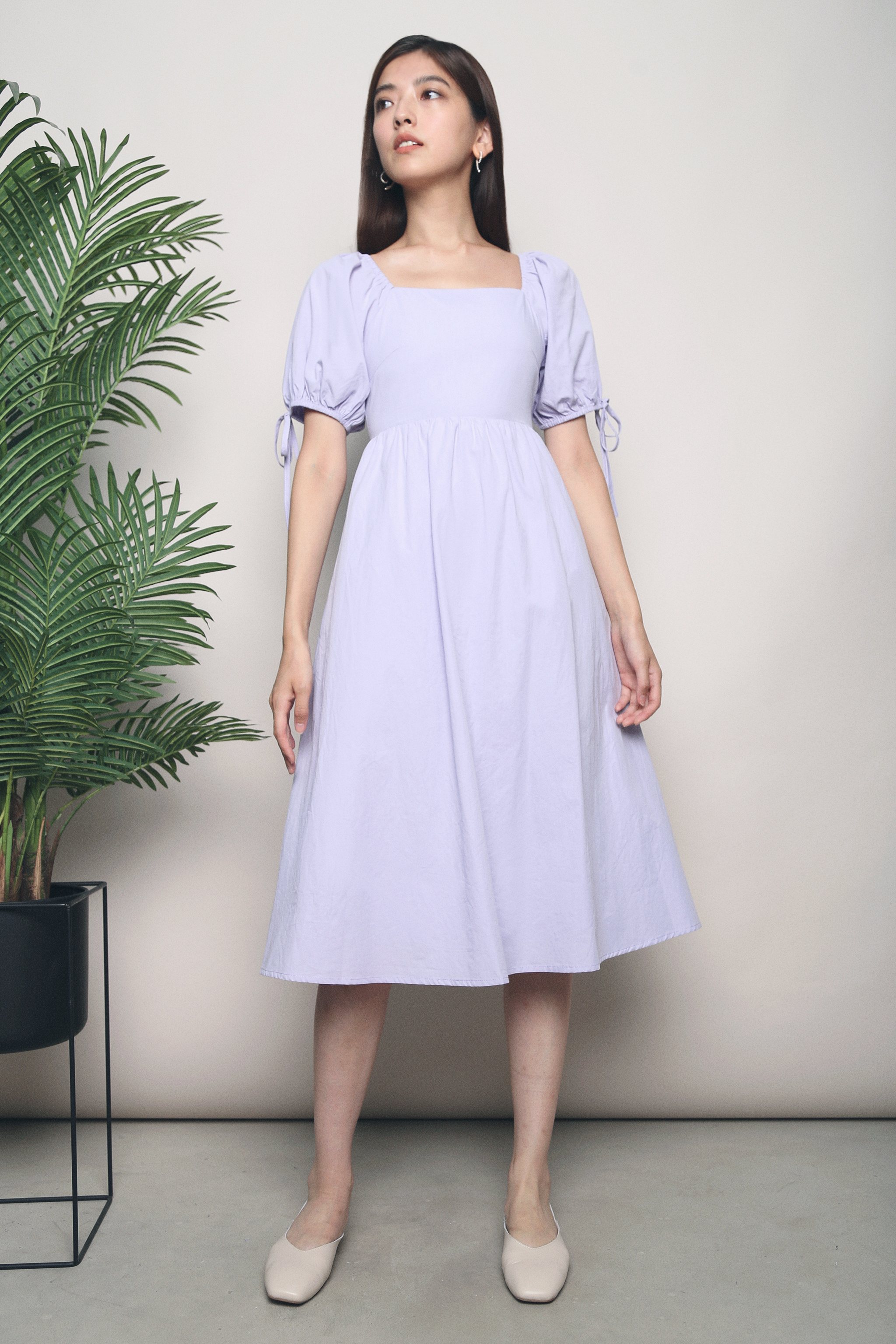 Liza Square Neck Midi Dress Periwinkle