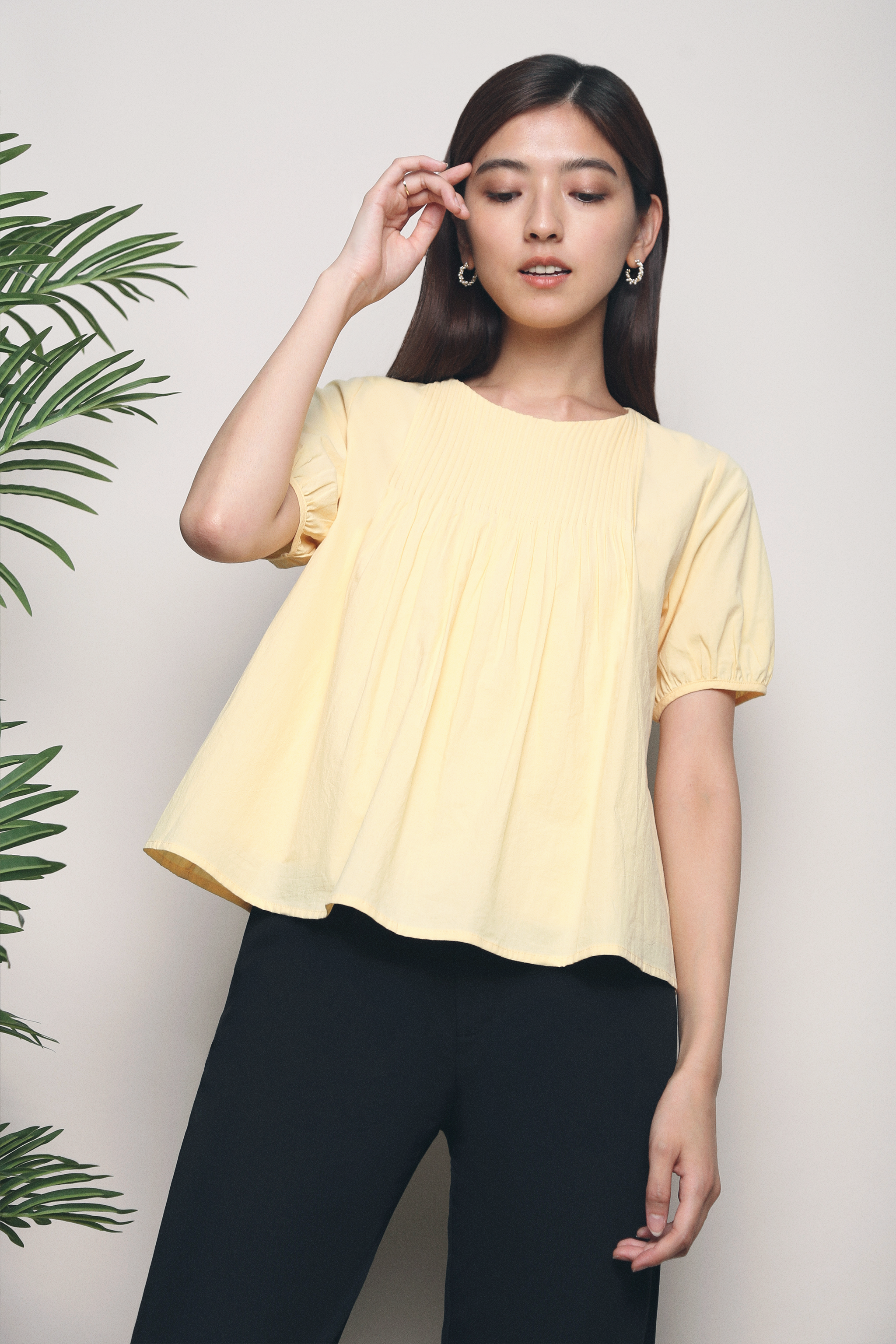 Clari Pleat Around Blouse Yellow