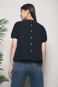 Clari Pleat Around Blouse Black