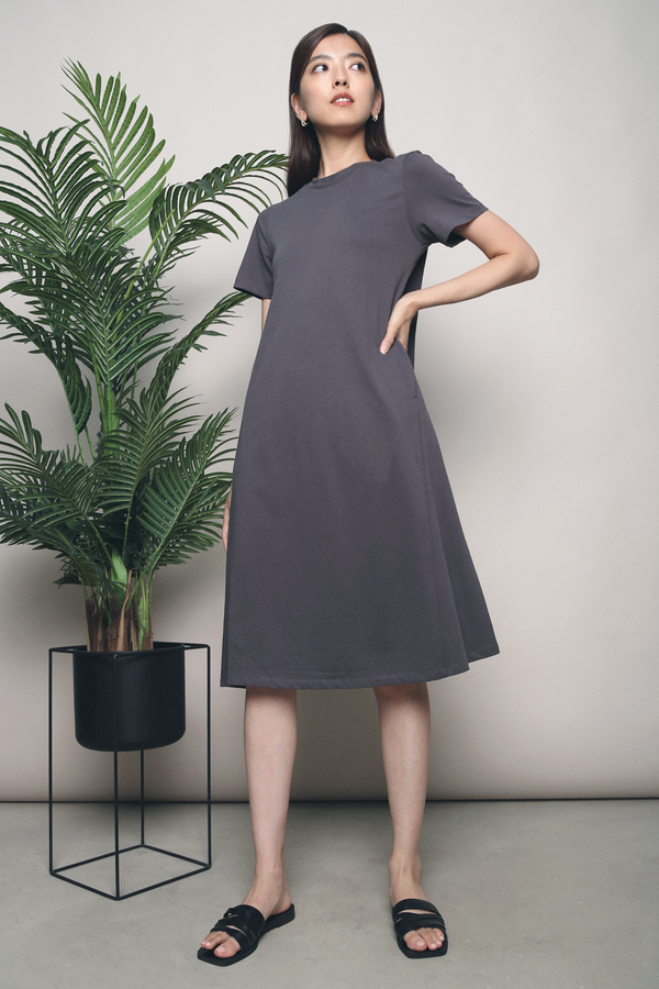 Tibury Flare Tee Maxi Dress Grey
