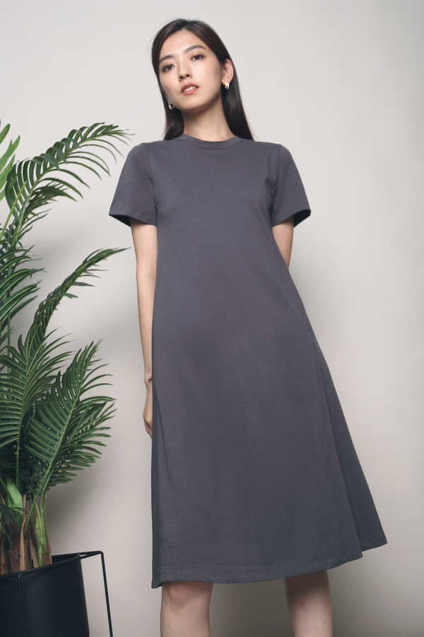 Tibury Flare Tee Maxi Dress Grey
