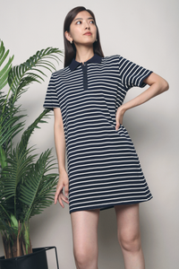 Paddington Stripe Polo Dress Navy (Restock)