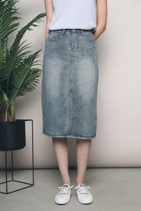 Dexter Denim Slit Skirt (Restock)