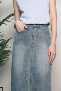 Dexter Denim Slit Skirt (Restock)