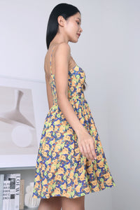 Jesse Strappy Floral Bustier Dress Yellow