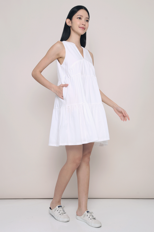 Good Feels Tiered Dress White