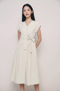 Breigh Button Down Midi Dress Ivory