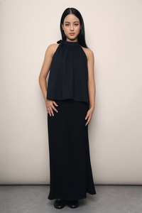 Juliette High Neck Blouse Navy