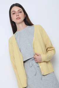 Justine Oversized Knit Cardigan Butter Yellow