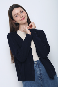 Justine Oversized Knit Cardigan Navy