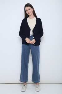 Justine Oversized Knit Cardigan Navy