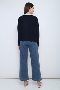 Justine Oversized Knit Cardigan Navy