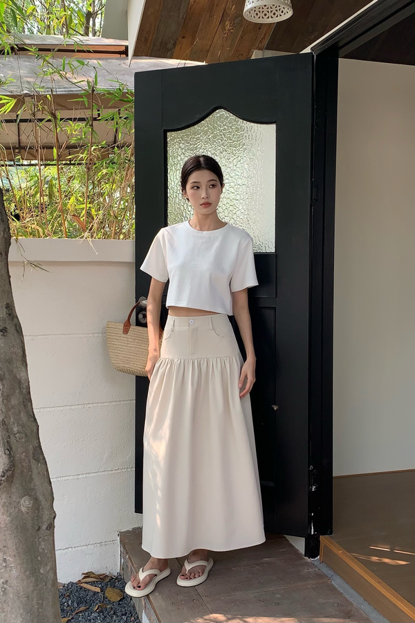 Riviera Drop Waist Maxi Skirt Light Taupe (Backorder)