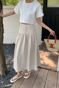Riviera Drop Waist Maxi Skirt Light Taupe (Backorder)