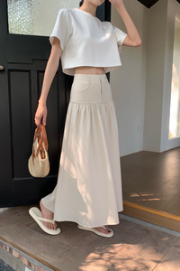 Riviera Drop Waist Maxi Skirt Light Taupe (Backorder)