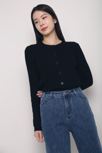 Kaela Cable Knit Cardigan Black (Restock)