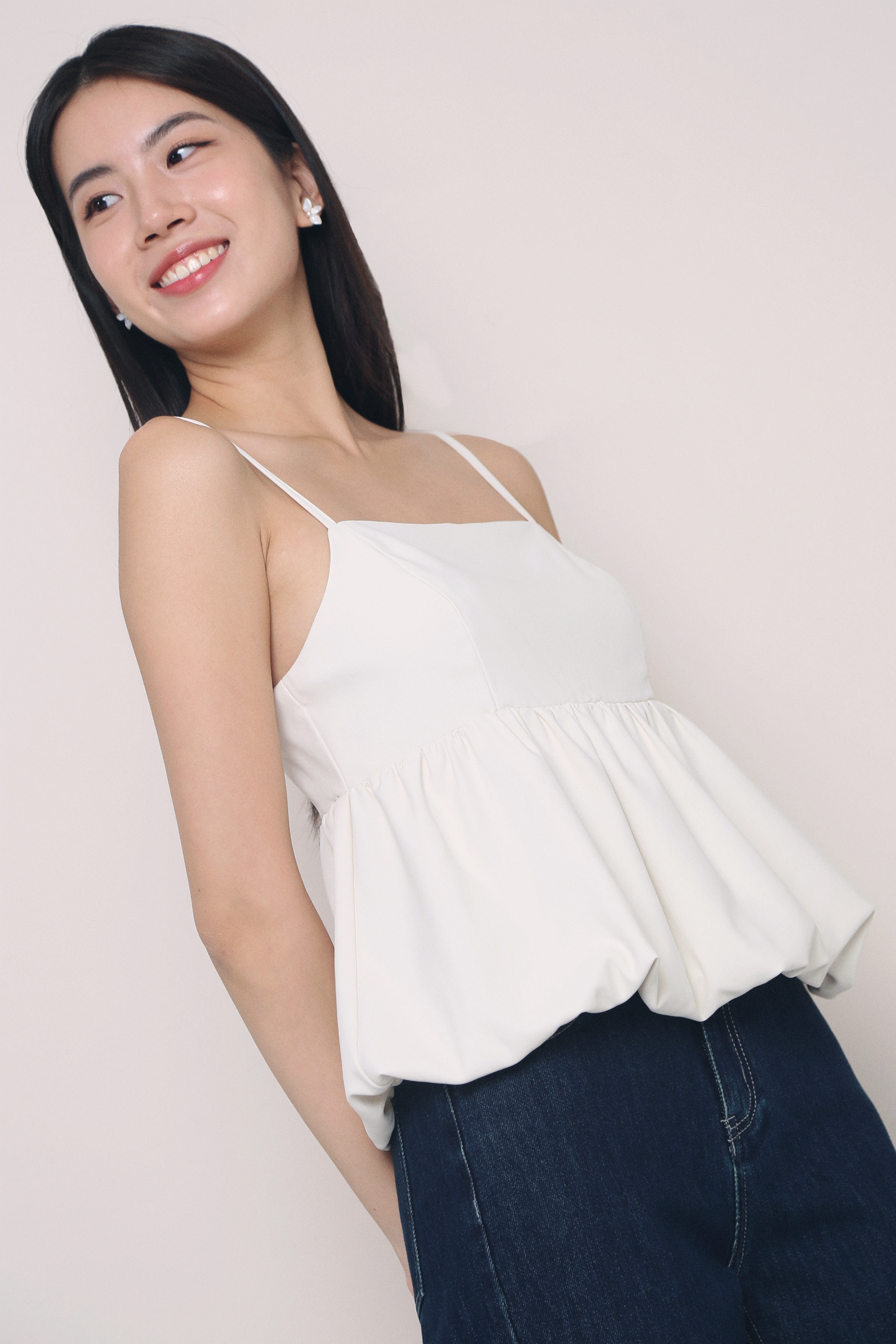 Kara Strappy Bubble Top Ivory