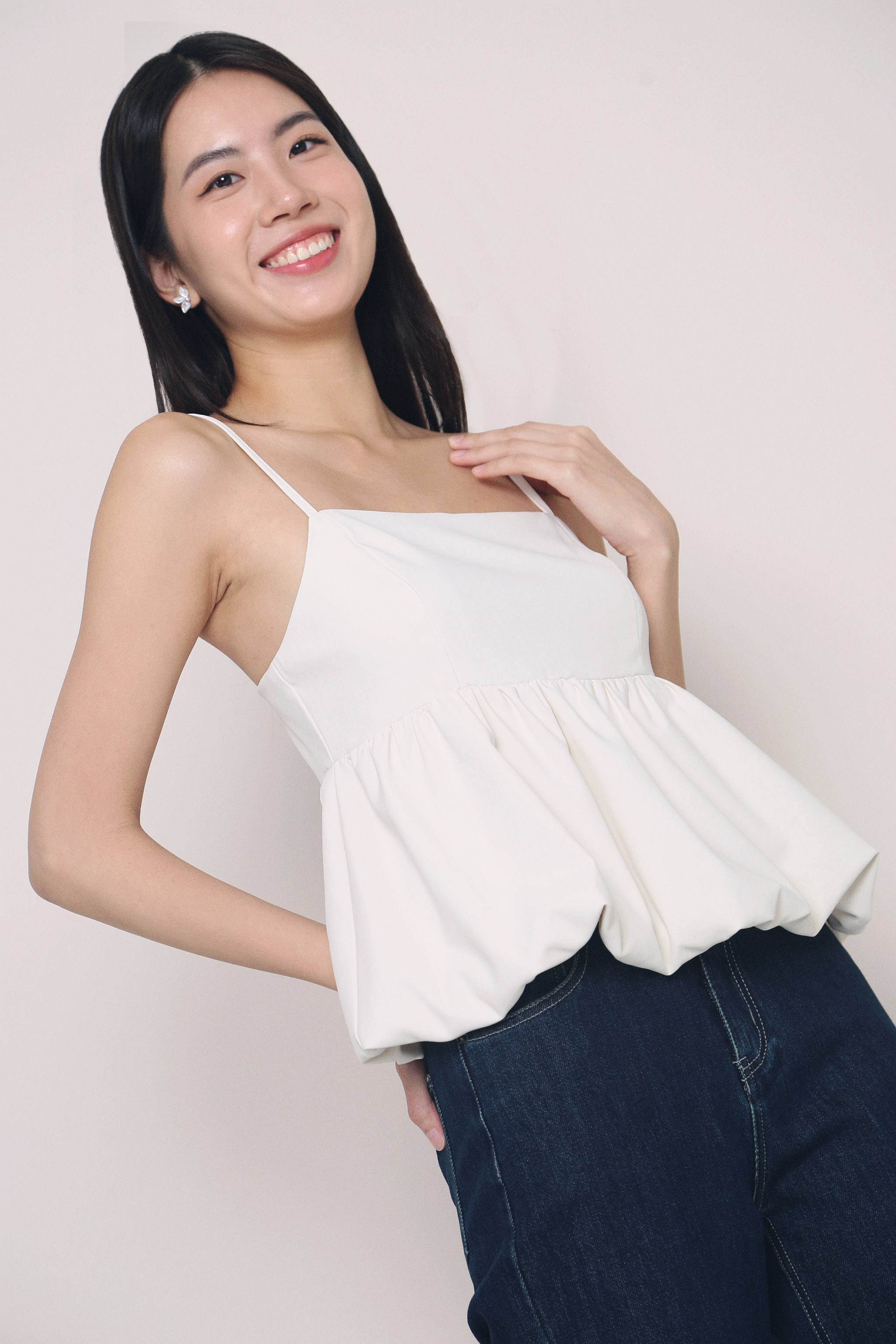 Kara Strappy Bubble Top Ivory